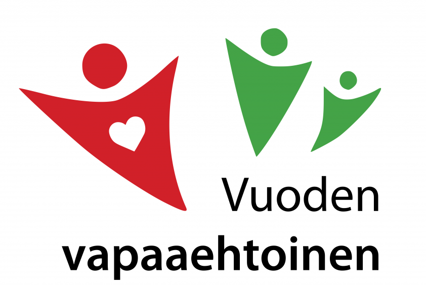 Vuoden Vapaaehtoinen -logo, jossa abstrakteja ihmishahmoja